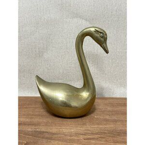 Vintage Mid Century Brass Swan Figurine 6 Inch